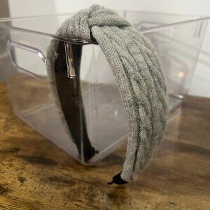 Cozy Gray Knit Braided Headband